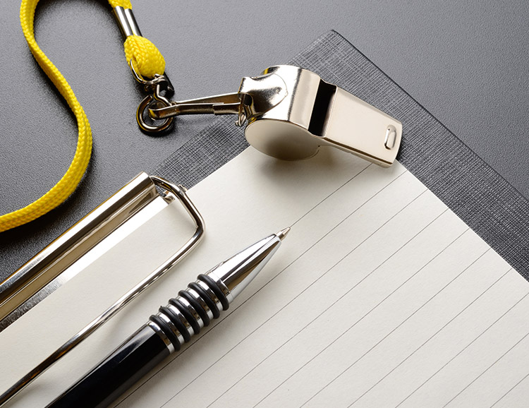 Clip board and referee whistle